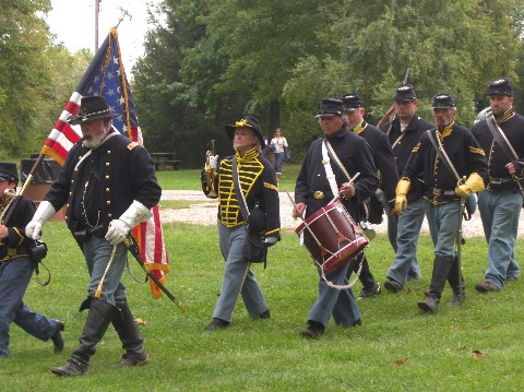 Marching off to battle.